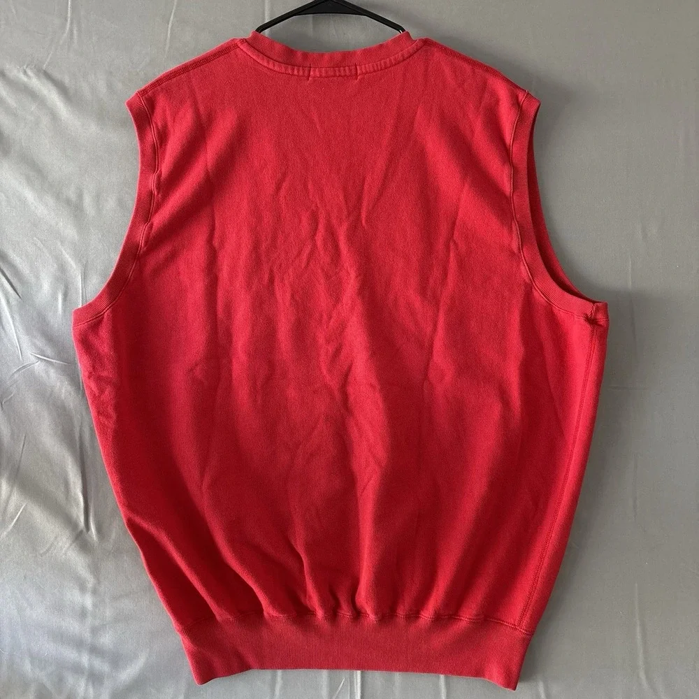 VINTAGE Polo Ralph Lauren Crest Vest Mens Large Red  Knit Cricket Tennis Golf